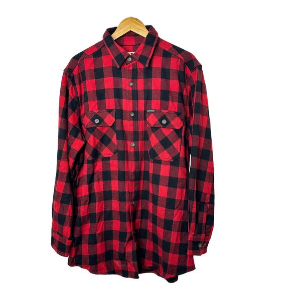Woolrich Red & Black Buffalo Plaid Button-Up Flannel Shirt Men's Medium NEW - Picture 1 of 9